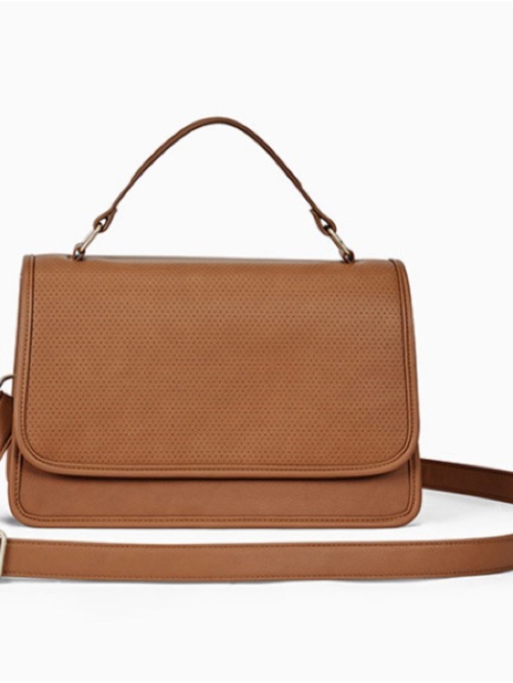 thirty-one Perforated Tan Crossbody Satchel with Detachable Strap